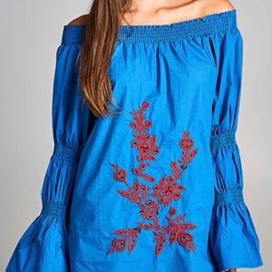 Embroidered Off-Shoulder Tunic